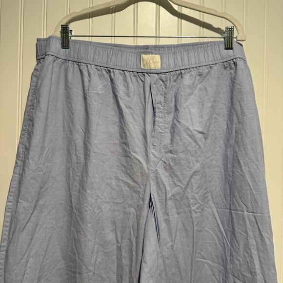 J Crew Blue End On End Cotton Wide Leg PJ Pants NEW Plus Size 2X - Picture 3 of 8